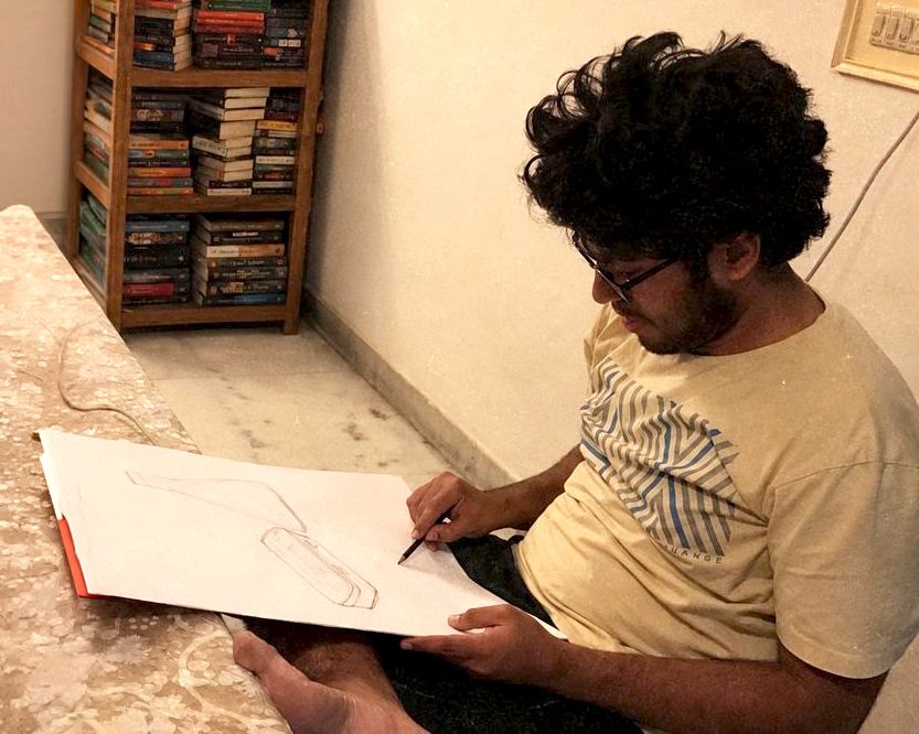 Sketching at the drawing board